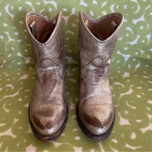 SOLD Ash genuine leather gold brown western cowboy cowgirl boots size 38